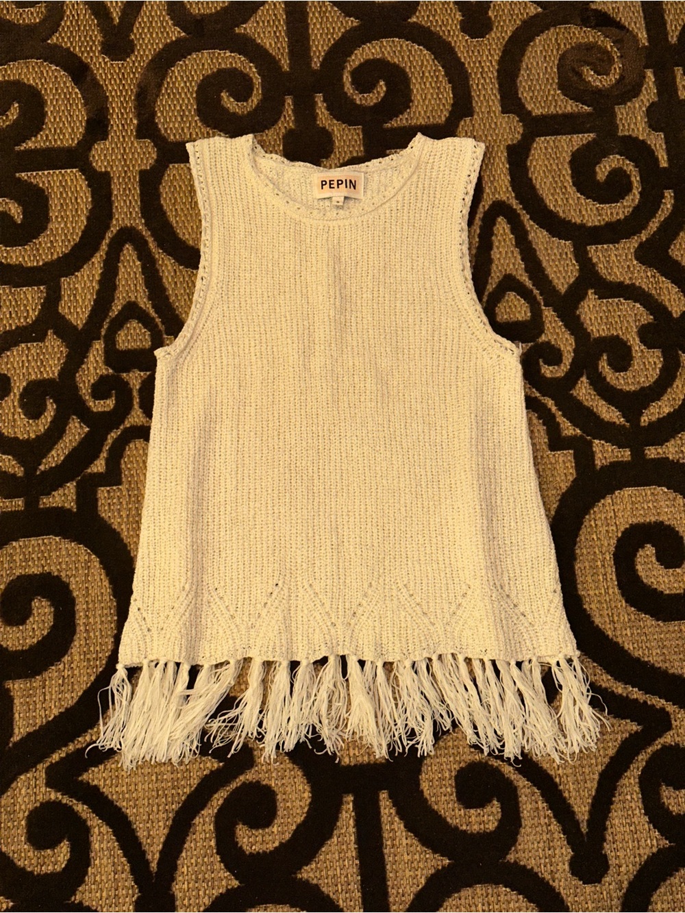 Pepin Bohemian Style Fringe Sleeveless Sweater Tank Top Women’s Small
